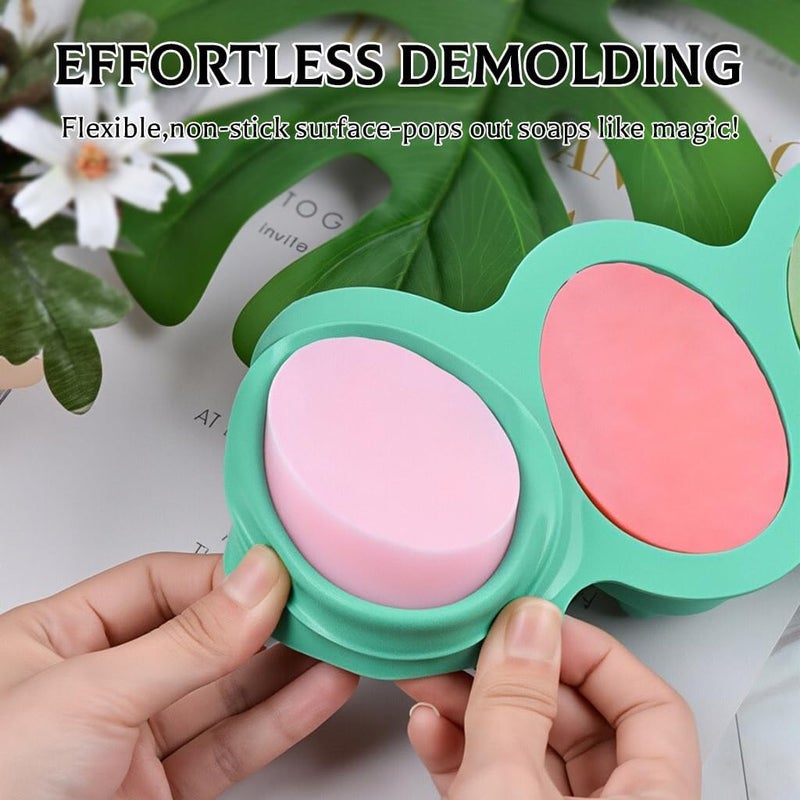 SJ Massage Soap Mold - 2 Pcs, 4 Cavities Silicone Soap Mold for Soap Making, Handmade Hair Brush Shampoo Bar Molds, Food Grade BPA Free(Blue and Green) - Image 2